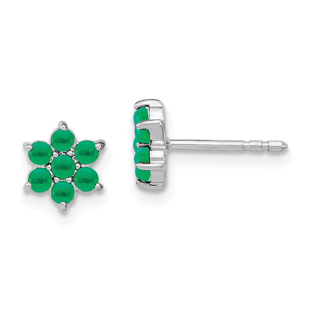 14K Weißgold Ohrstecker mit Blumen-Motiv und Smaragden