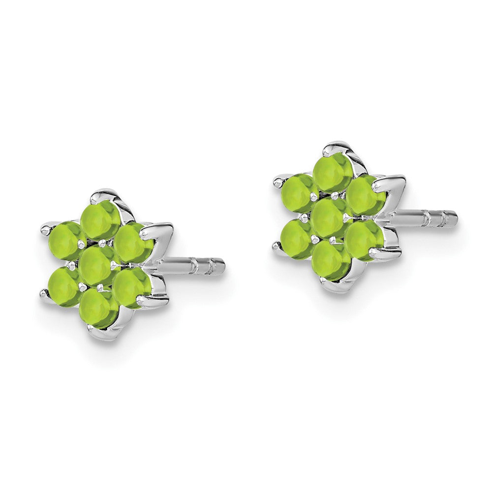 14K Weißgold Ohrstecker mit Peridot-Blüte
