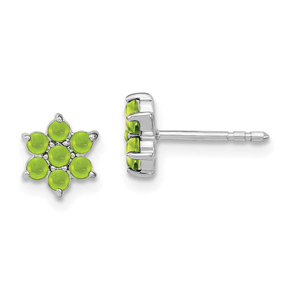 14K Weißgold Ohrstecker mit Peridot-Blüte