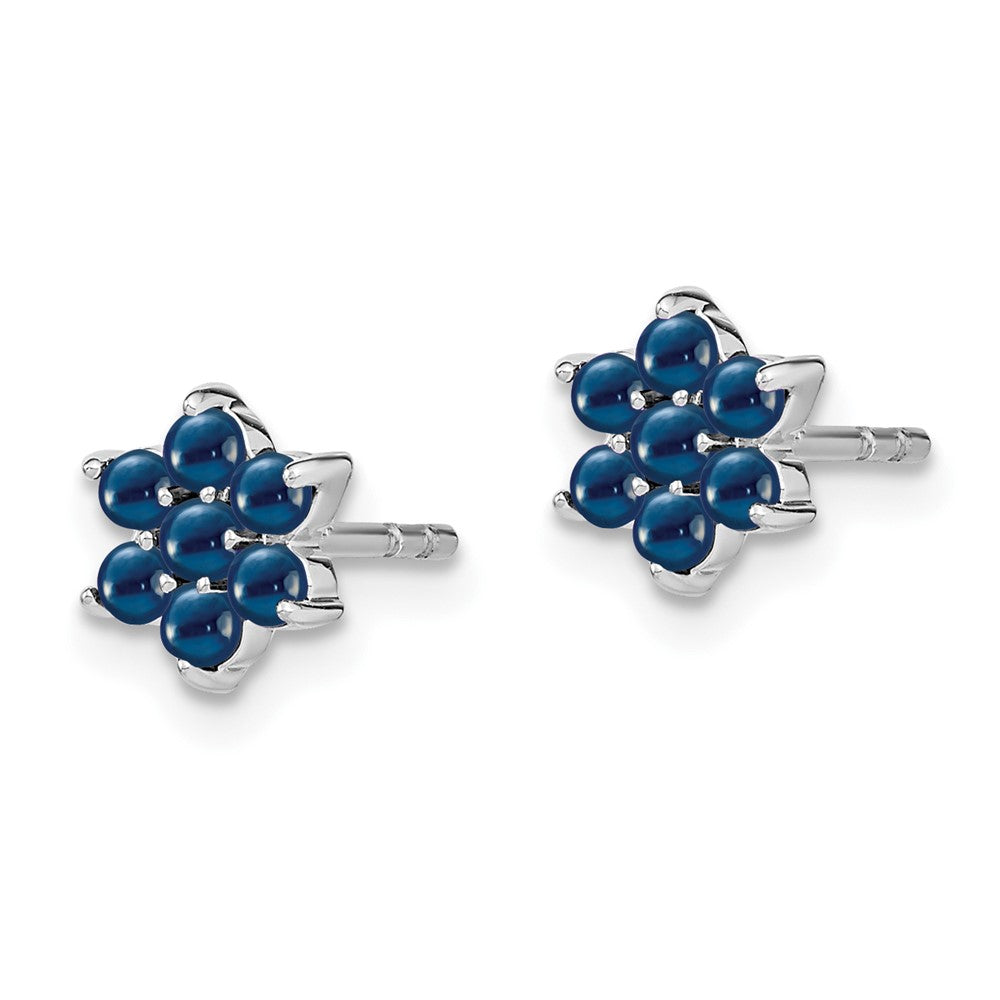 14K Weißgold Ohrstecker mit Saphir Blumen-Design