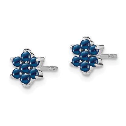 14K Weißgold Ohrstecker mit Saphir Blumen-Design