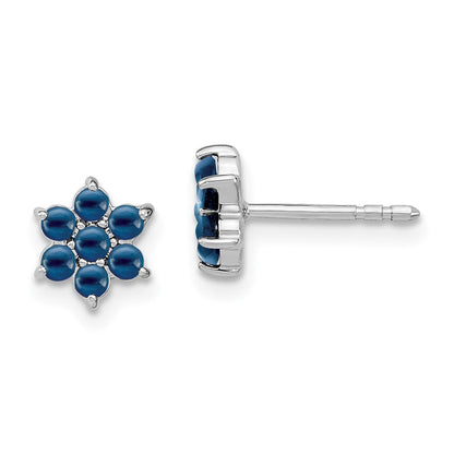 14K Weißgold Ohrstecker mit Saphir Blumen-Design