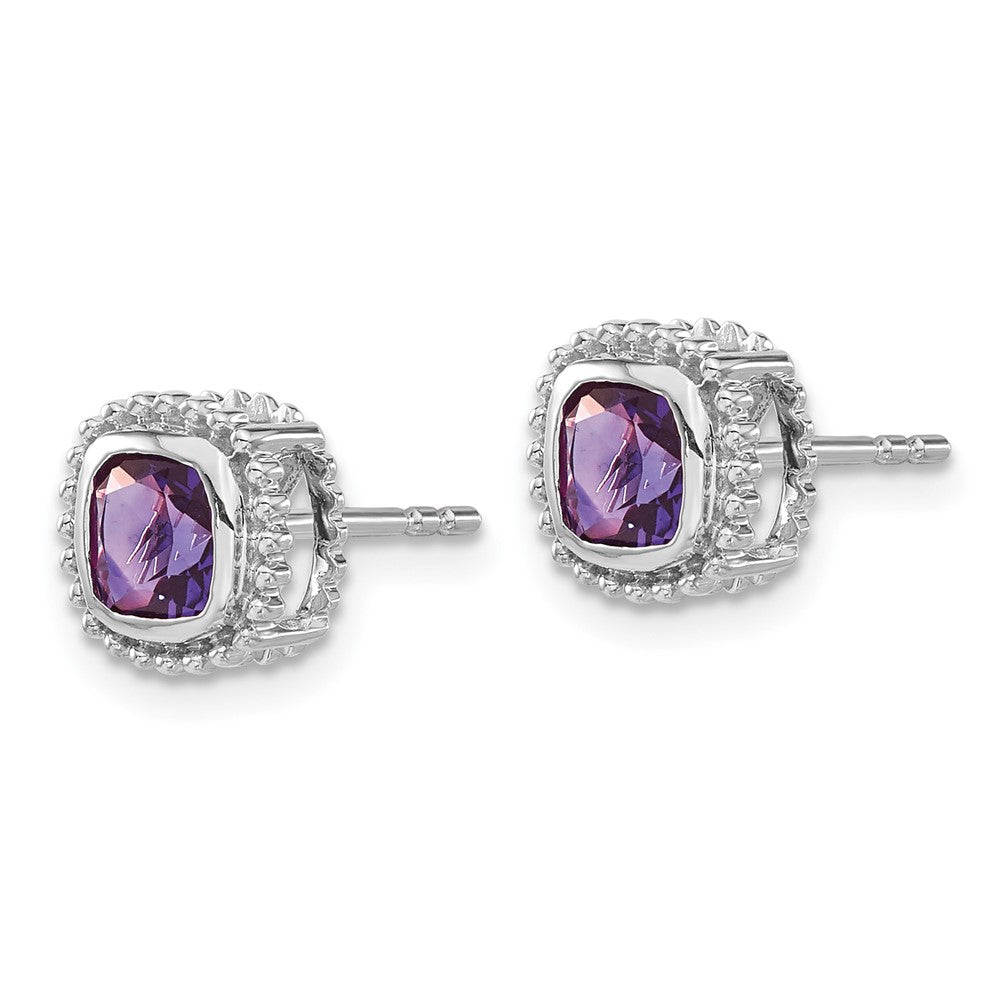 14K Weißgold Ohrringe mit Amethyst im Kissenschliff