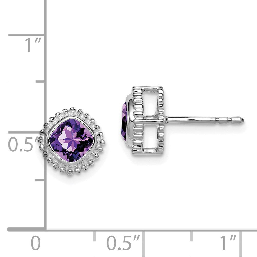 14K Weißgold Ohrringe mit Amethyst im Kissenschliff