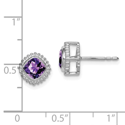 14K Weißgold Ohrringe mit Amethyst im Kissenschliff