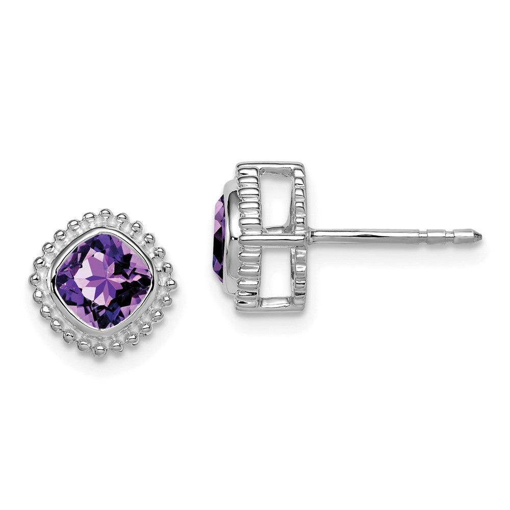 14K Weißgold Ohrringe mit Amethyst im Kissenschliff