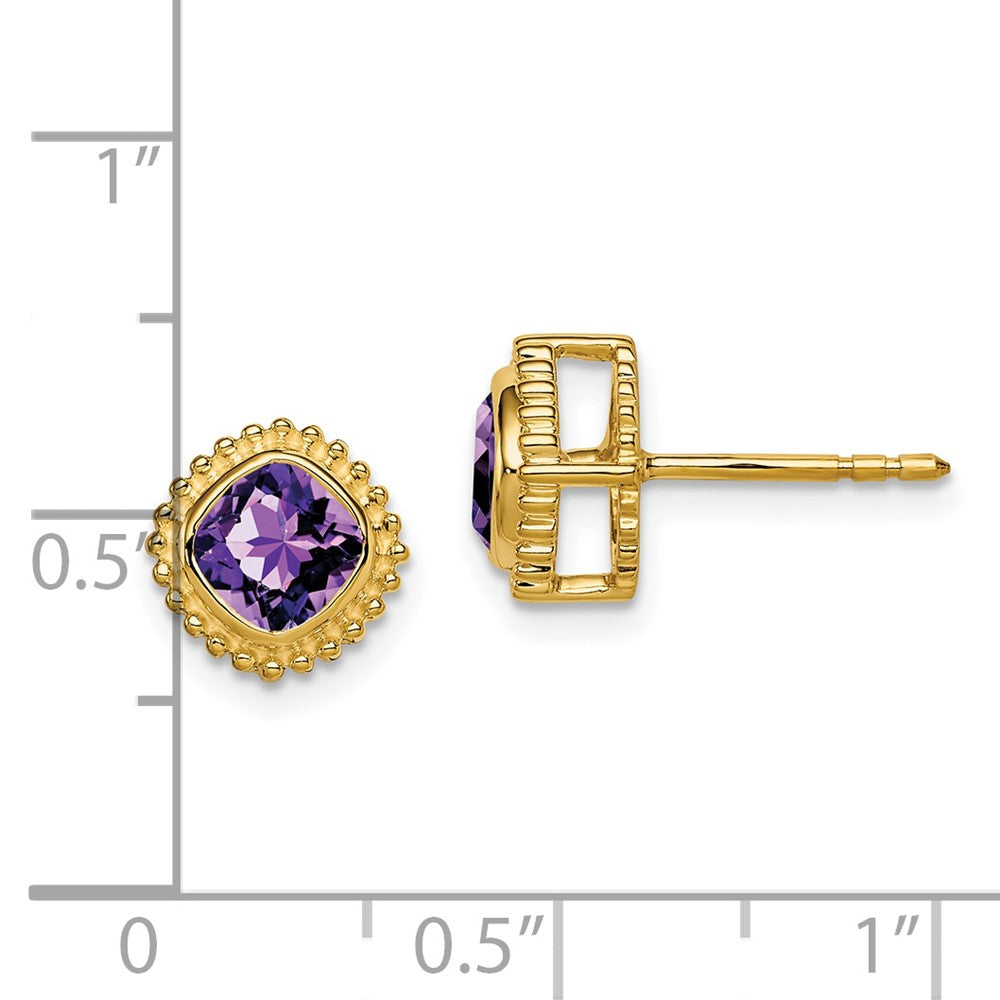 14K Gold Ohrringe mit Amethyst im Kissenschliff
