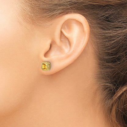 10K Gelbgold Kissen Citrin Ohrringe