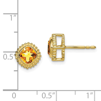 10K Gelbgold Kissen Citrin Ohrringe