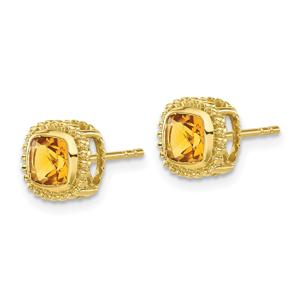 14K Gelbgold Ohrringe mit Citrin im Kissenschliff
