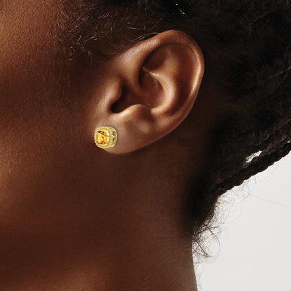 14K Gelbgold Ohrringe mit Citrin im Kissenschliff