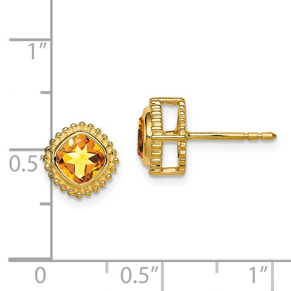 14K Gelbgold Ohrringe mit Citrin im Kissenschliff