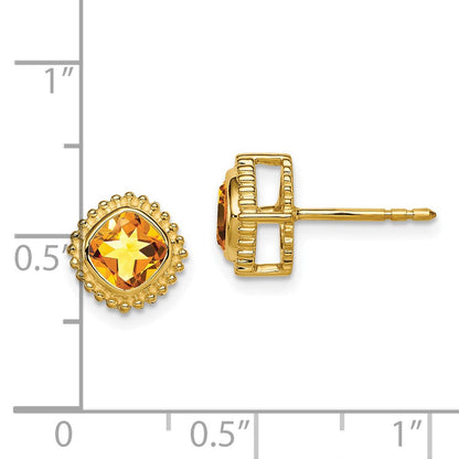 14K Gelbgold Ohrringe mit Citrin im Kissenschliff