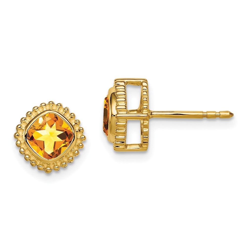 14K Gelbgold Ohrringe mit Citrin im Kissenschliff