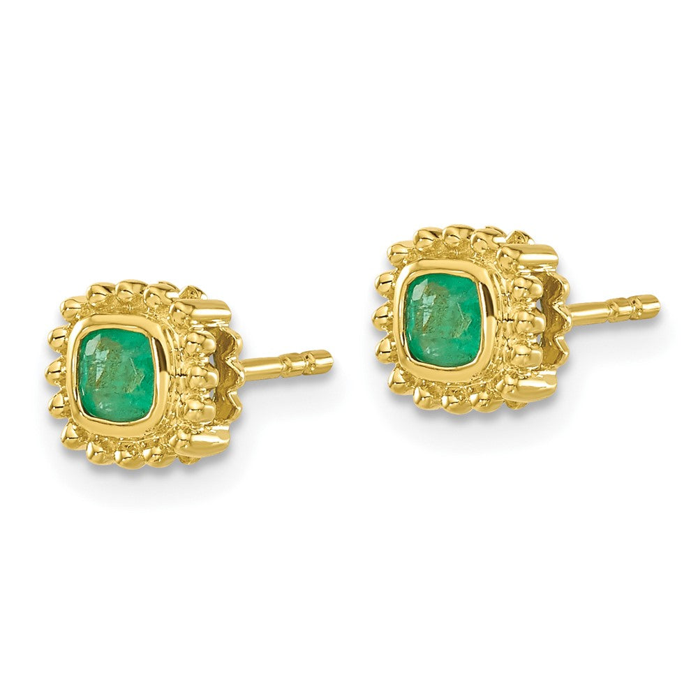 10K Gelbgold Kissen Smaragd Ohrringe