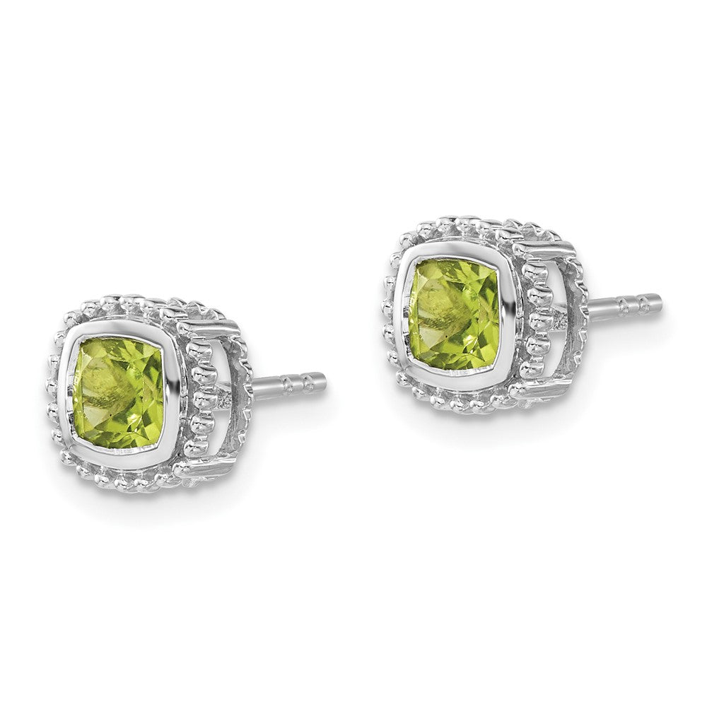 10K Weißgold Kissen Peridot Ohrringe