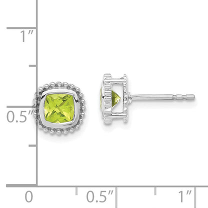 10K Weißgold Kissen Peridot Ohrringe