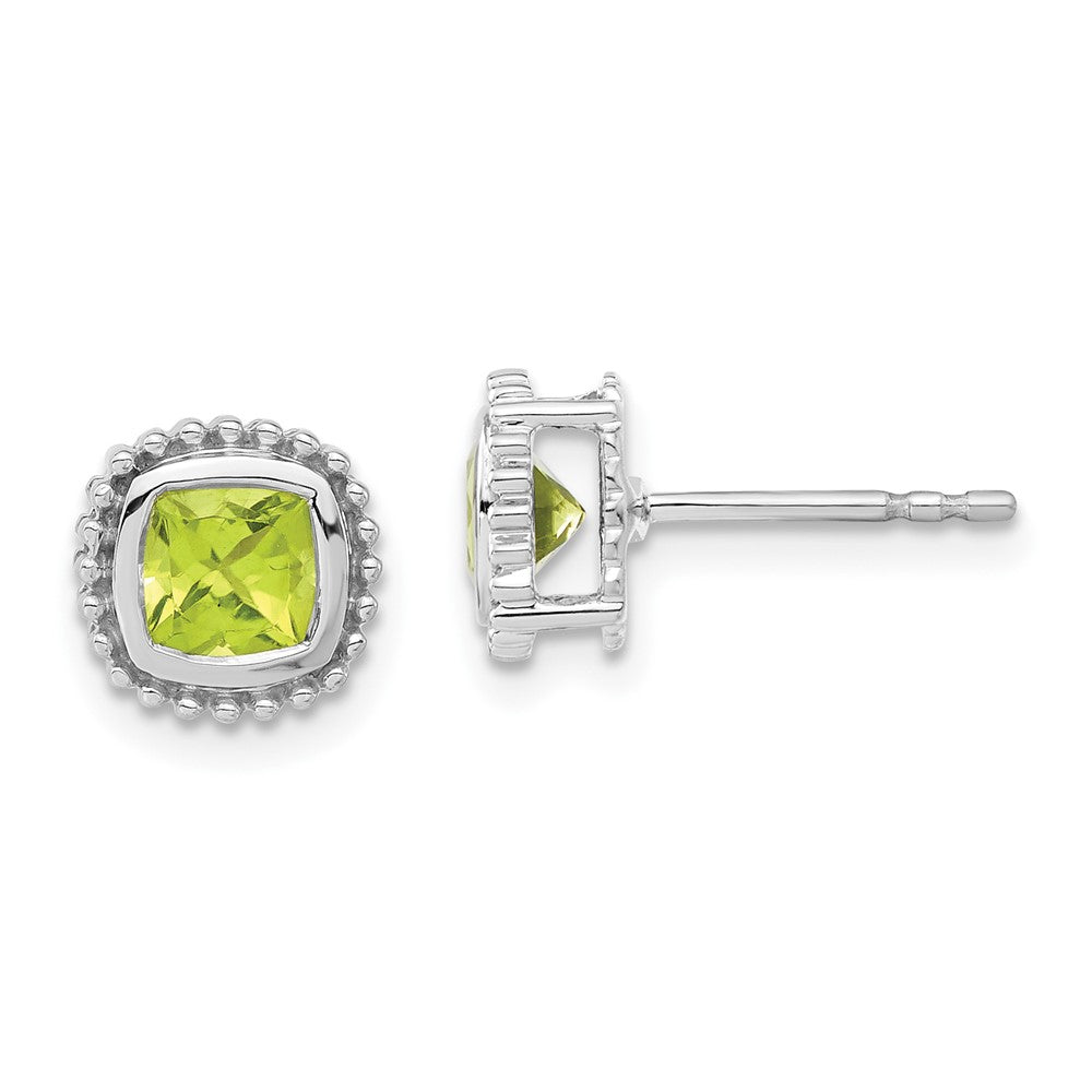 10K Weißgold Kissen Peridot Ohrringe