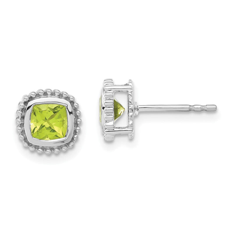 10K Weißgold Kissen Peridot Ohrringe