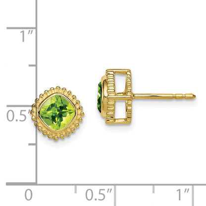 10K Gelbgold Kissen Peridot Ohrringe