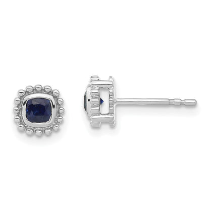 14K Weißgold Ohrringe mit Kissenschliff-Saphir