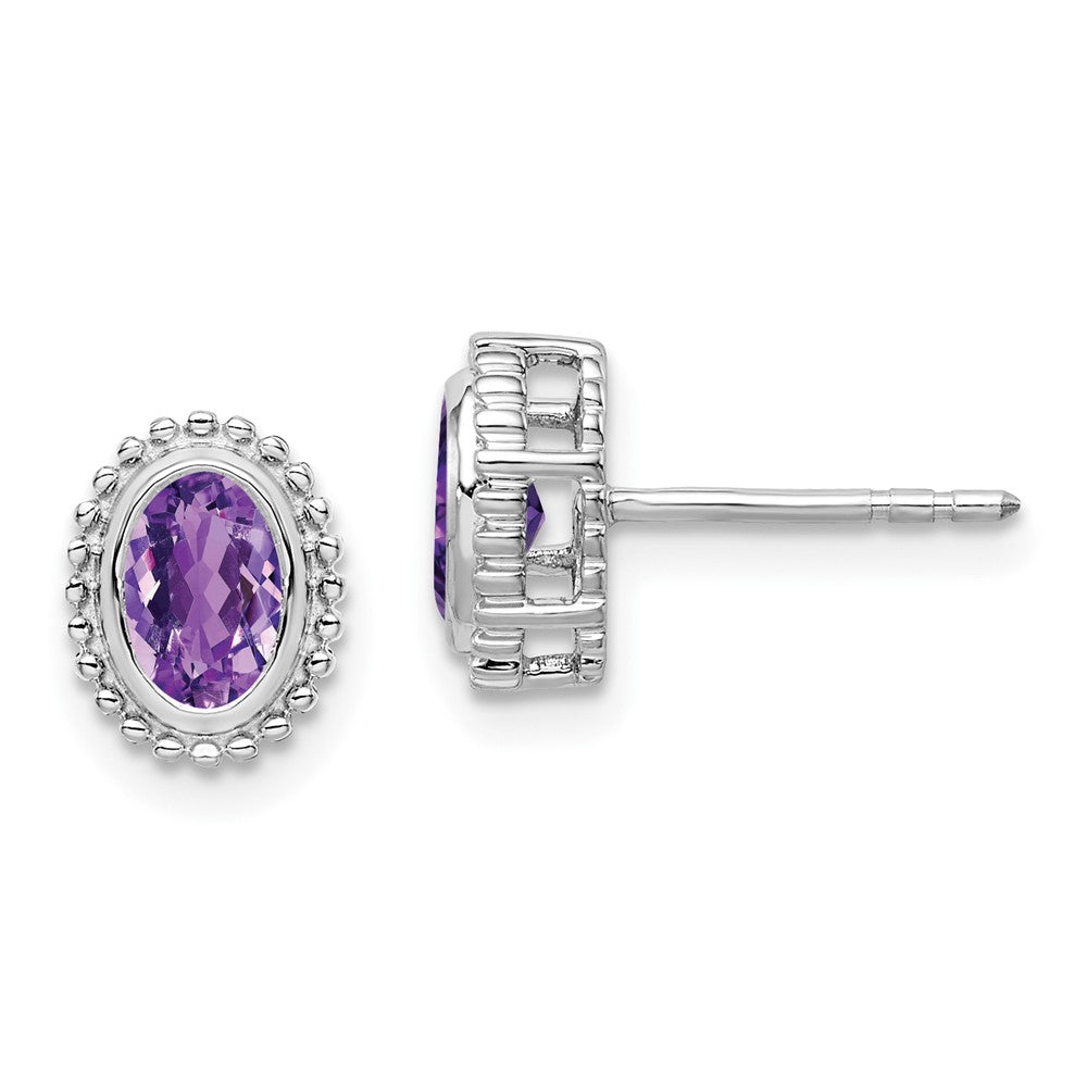 10K Weißgold Oval Amethyst Ohrstecker