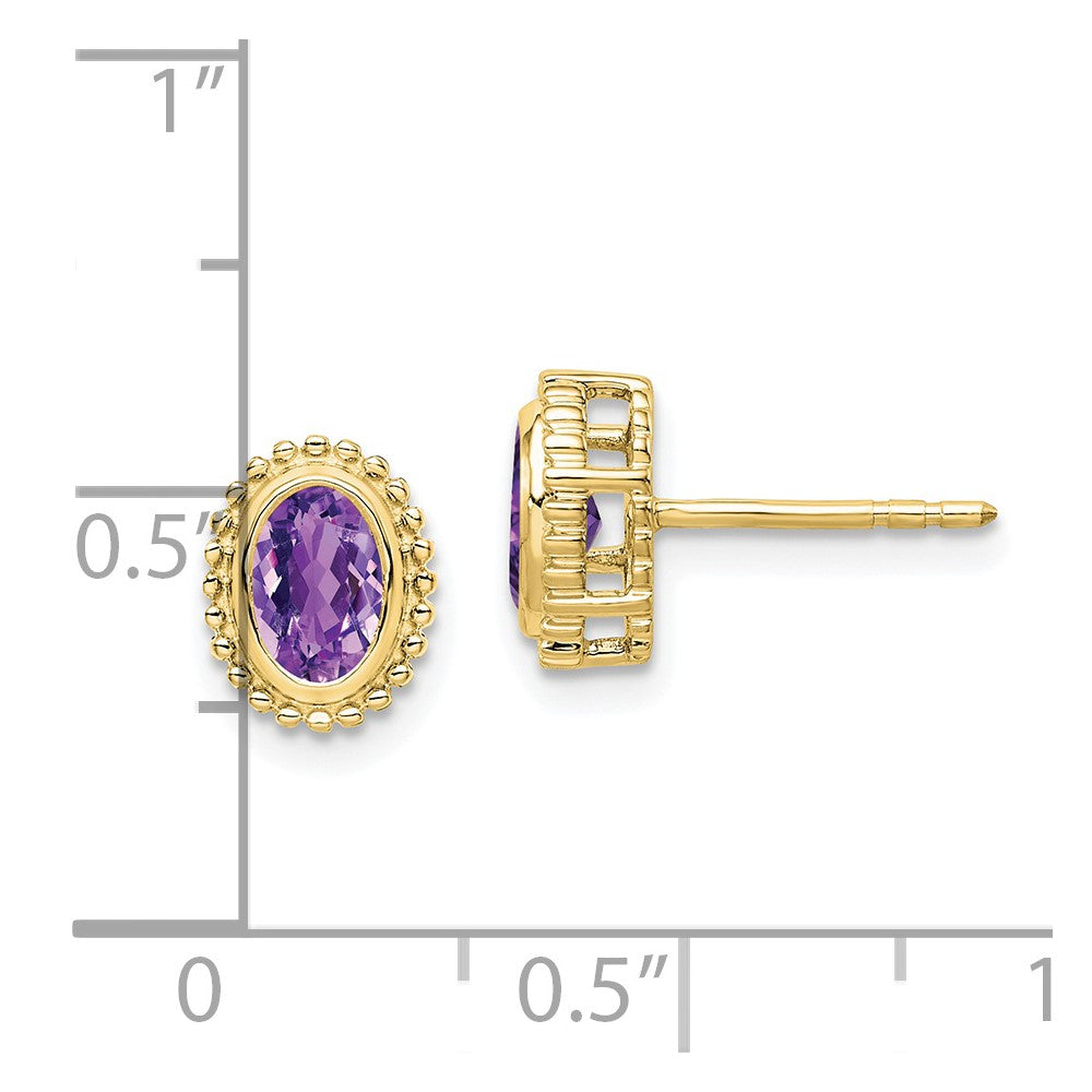 10K Gelbgold Oval Amethyst Ohrstecker
