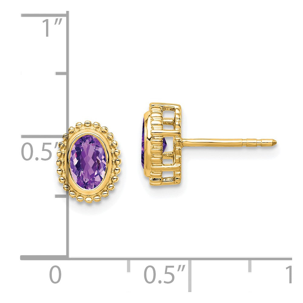 14K Gelbgold Ohrstecker mit ovalem Amethyst