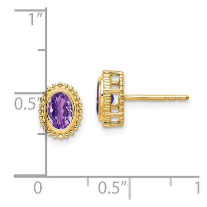14K Gelbgold Ohrstecker mit ovalem Amethyst