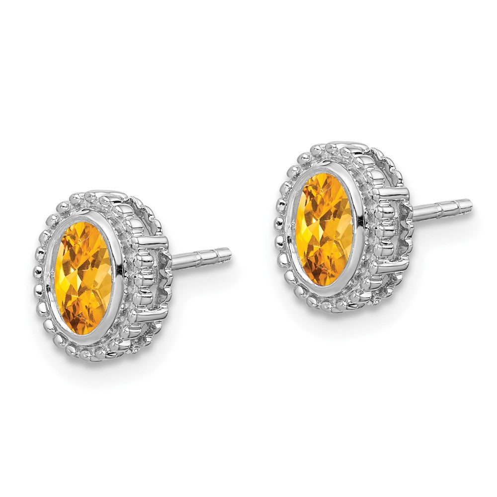 10K Weißgold Oval Citrin Ohrstecker