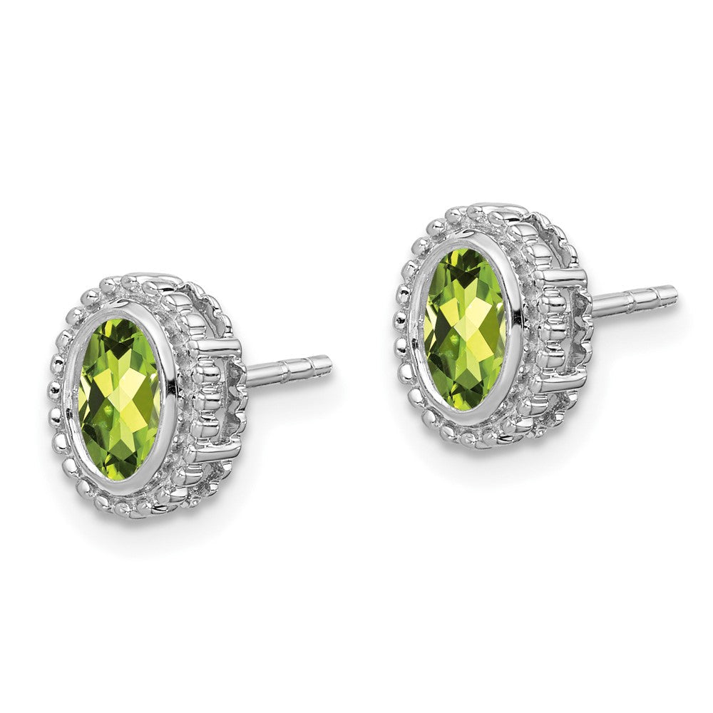 10K Weißgold Oval Peridot Ohrstecker