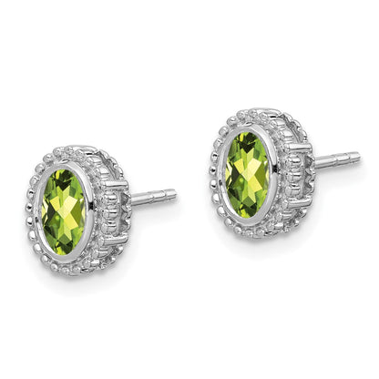 10K Weißgold Oval Peridot Ohrstecker