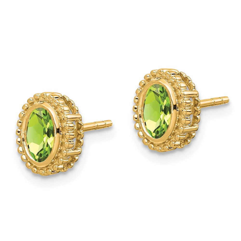 14K Gelbgold Peridot-Ohrstecker, oval