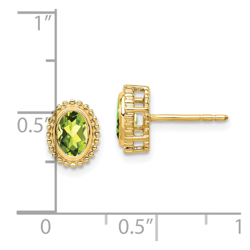 14K Gelbgold Peridot-Ohrstecker, oval