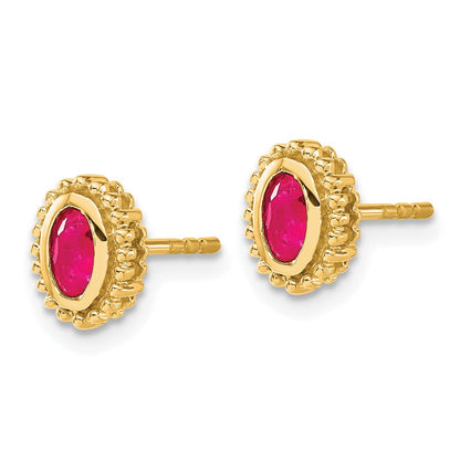 14K Gelbgold Ohrstecker mit ovalem Rubin