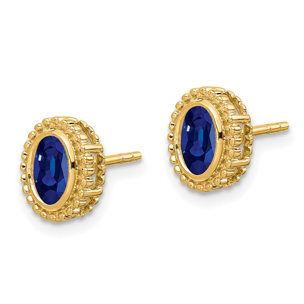 14K Gelbgold Ohrstecker mit ovalem Saphir