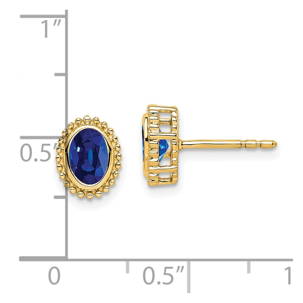 14K Gelbgold Ohrstecker mit ovalem Saphir