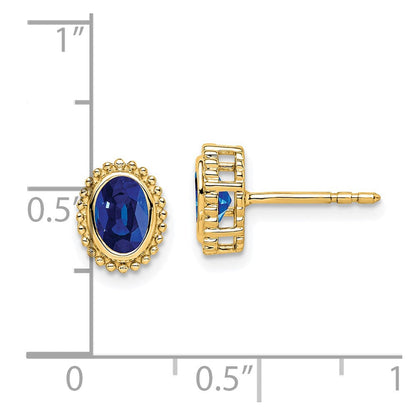 14K Gelbgold Ohrstecker mit ovalem Saphir