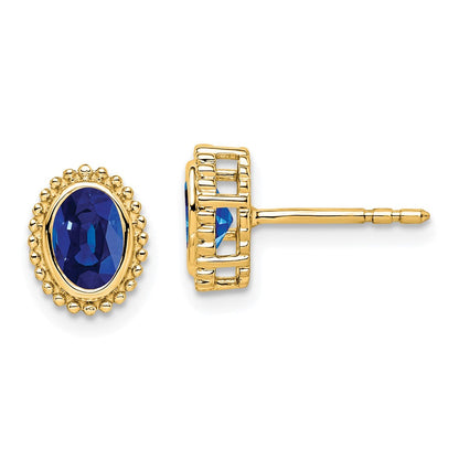 14K Gelbgold Ohrstecker mit ovalem Saphir