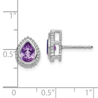 14K Weißgold Ohrstecker mit Amethyst im Birettschliff