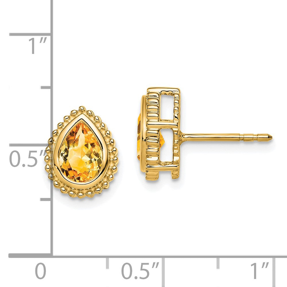 14K Gelbgold Ohrstecker mit birnenförmigem Citrin
