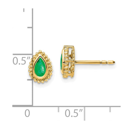 14K Gelbgold Ohrstecker mit birnenförmigem Smaragd