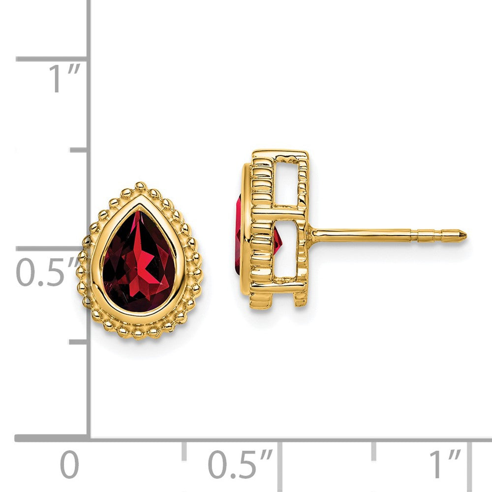 14K Gelbgold Ohrstecker mit Granat im Birnenschliff