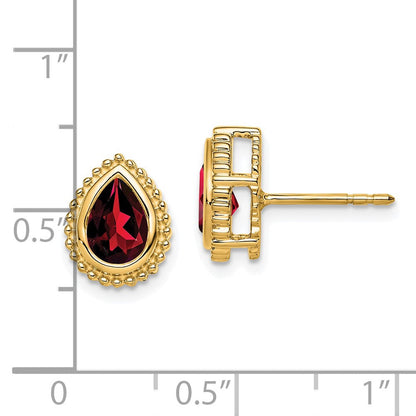 14K Gelbgold Ohrstecker mit Granat im Birnenschliff