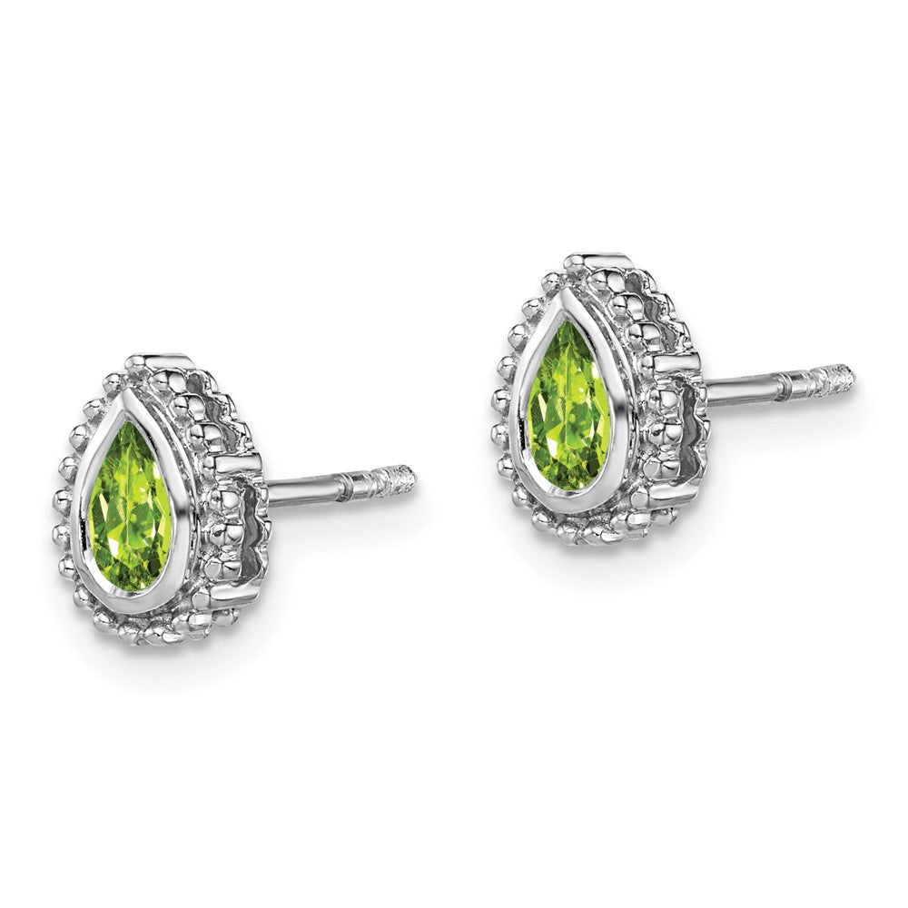 14K Weißgold Ohrstecker mit Peridot im Birnenschliff