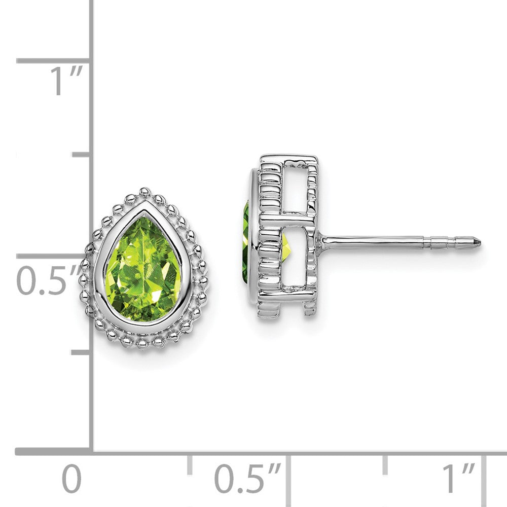 14K Weißgold Ohrstecker mit Peridot im Birnenschliff