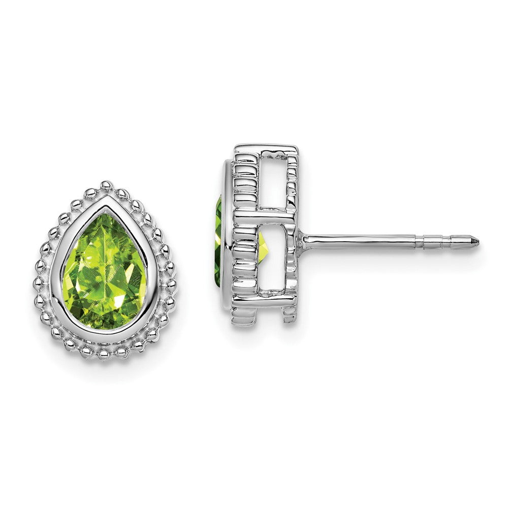 14K Weißgold Ohrstecker mit Peridot im Birnenschliff