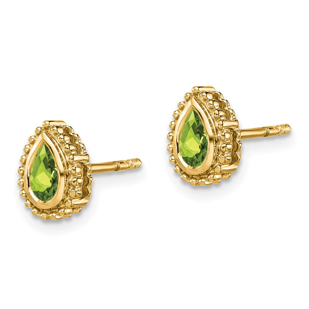 14K Gelbgold Ohrstecker mit Peridot im Birnenschliff