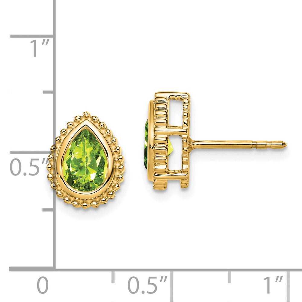 14K Gelbgold Ohrstecker mit Peridot im Birnenschliff