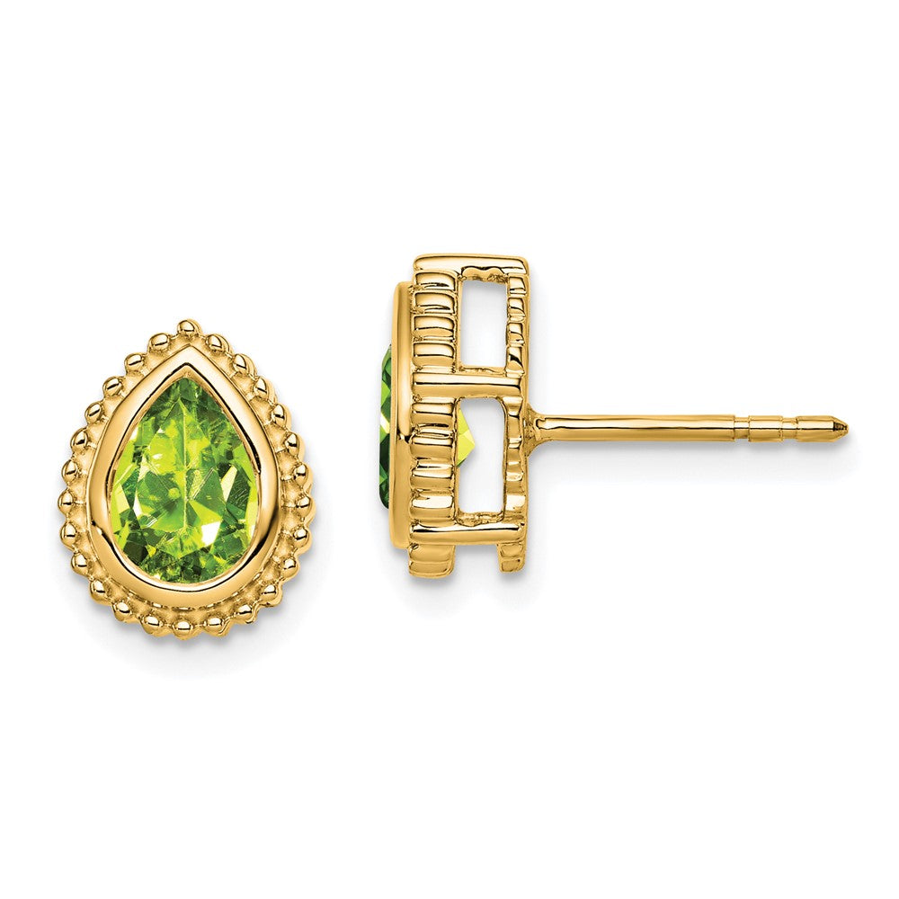 14K Gelbgold Ohrstecker mit Peridot im Birnenschliff